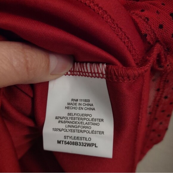 Lily White Red Polka Dot Wrap Tie Blouse Size Medium - Picture 16 of 16